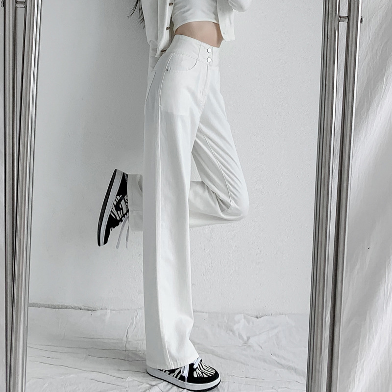 Loose Slim And Drapey Ripped Wide leg Pants White - Shop at LoveMi