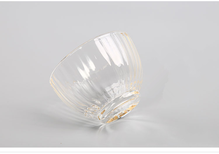 Japanese Style Glass Striped Gold Rim And Hammered Pattern Heat-resistant Cup