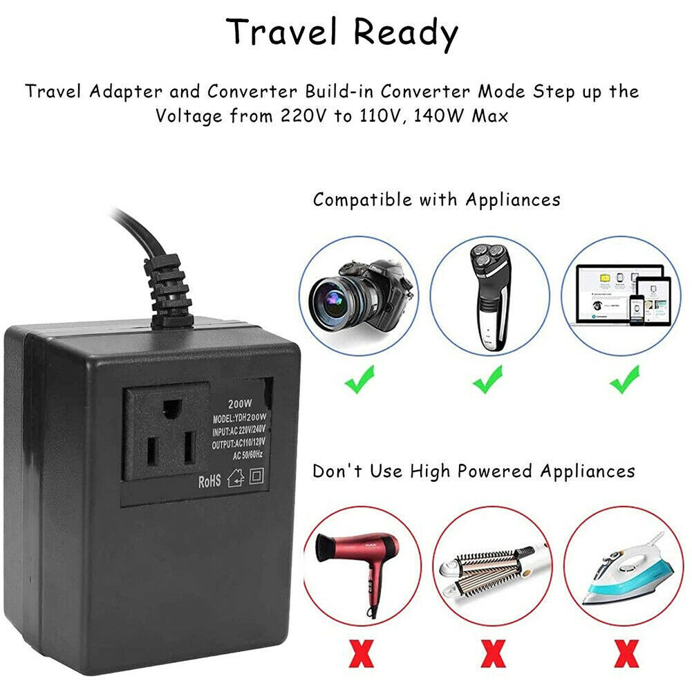 200W Power Voltage Converter Transformer Step-Down 220V240V To 110V120V UK