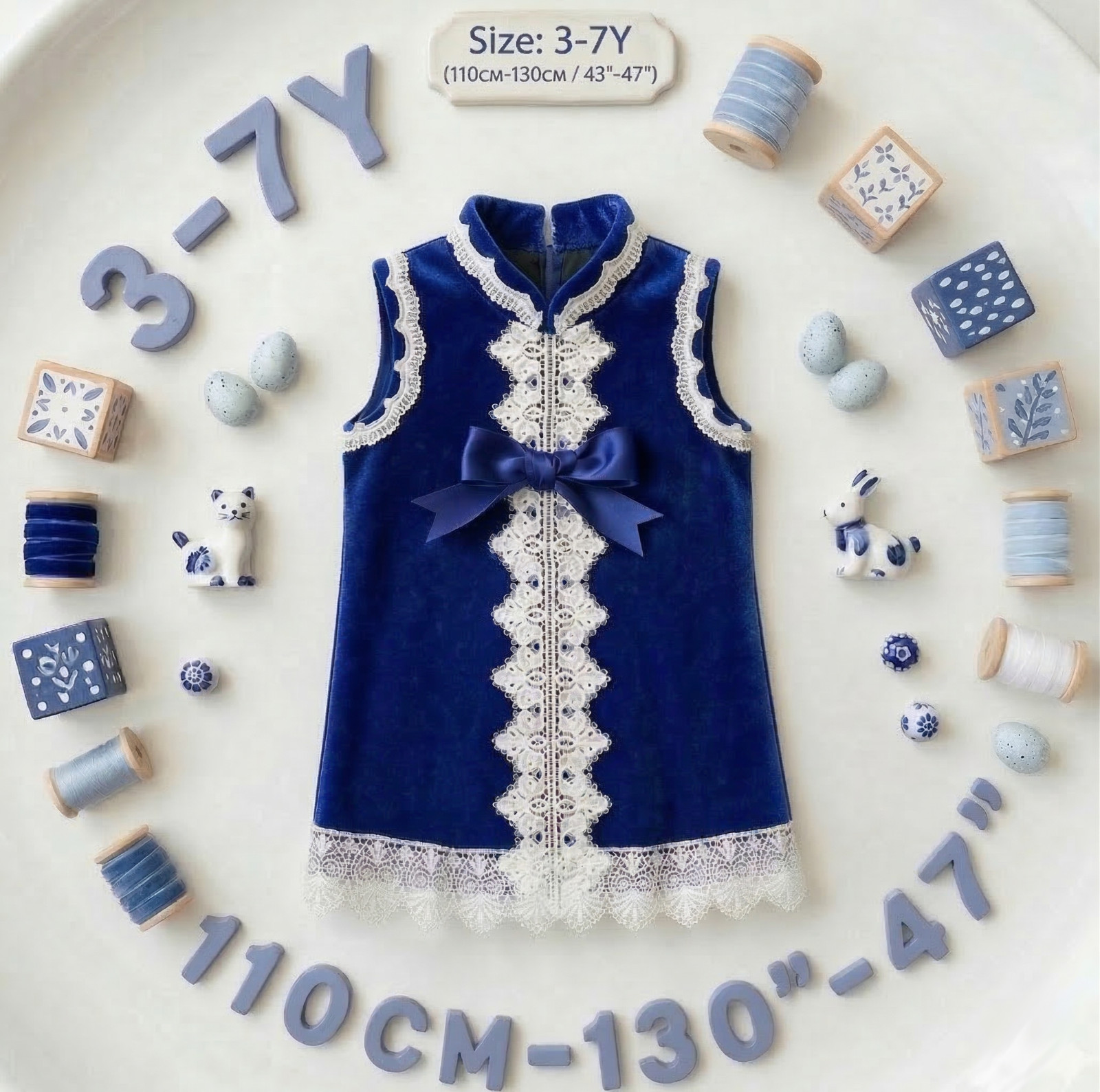Girls Wool Blend Sleeveless Party Dress A-Line Princess 3-7Y — image 9
