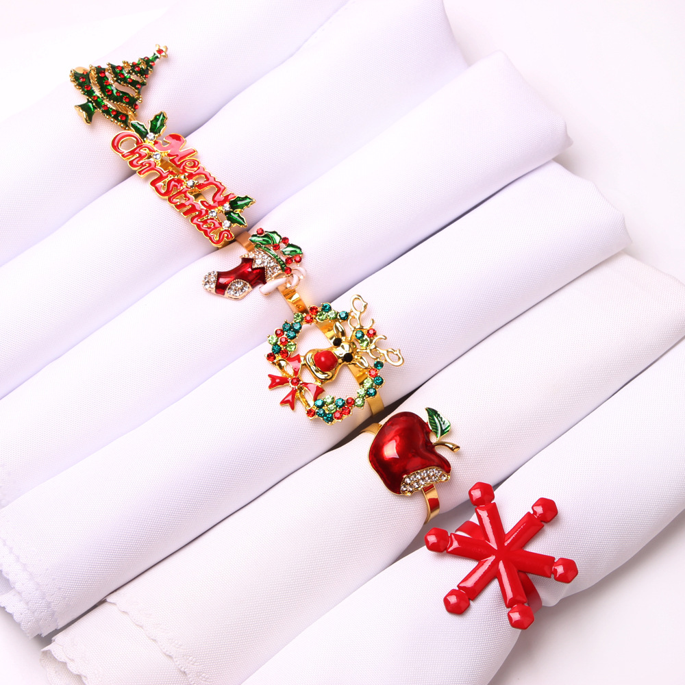 Christmas elk wreath christmas tree bells snowflake napkin
