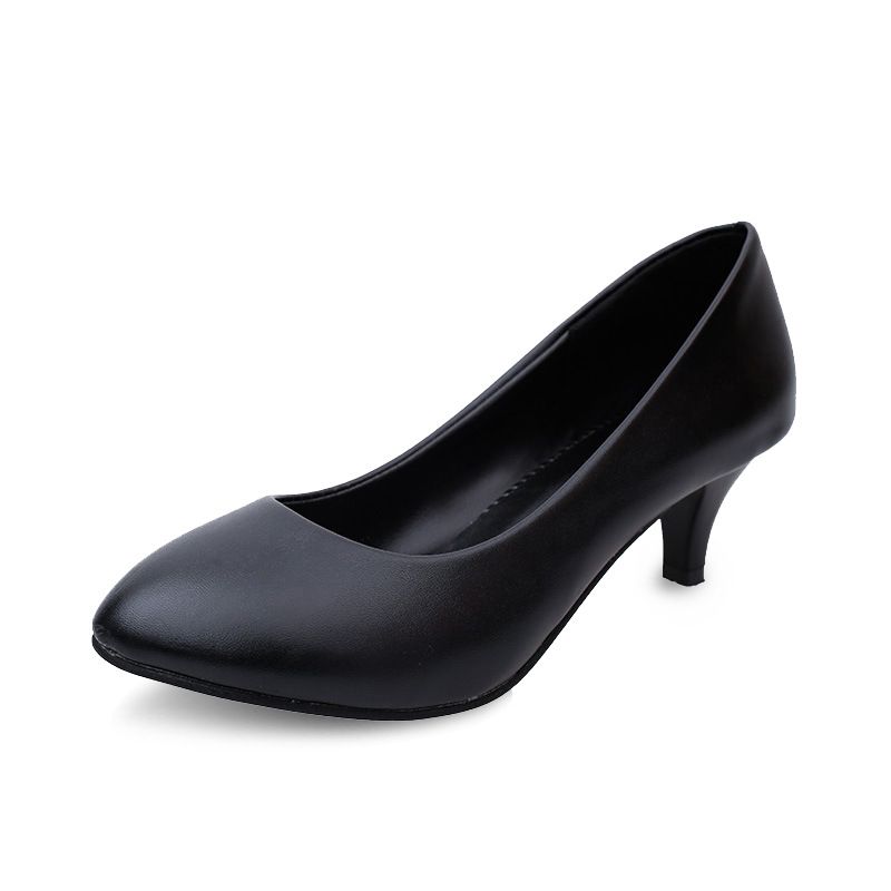 Round Toe Women's Shoes Large Size Thick Heel