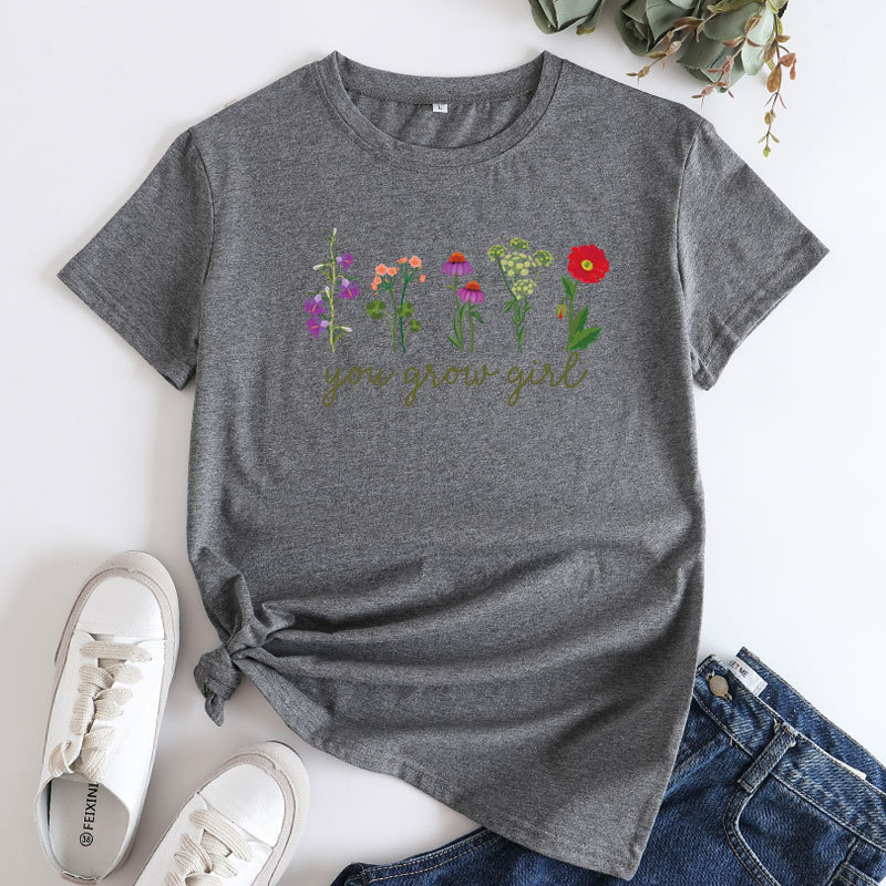 Title 13, T-shirt femme imprimé mode coton col rond manch...