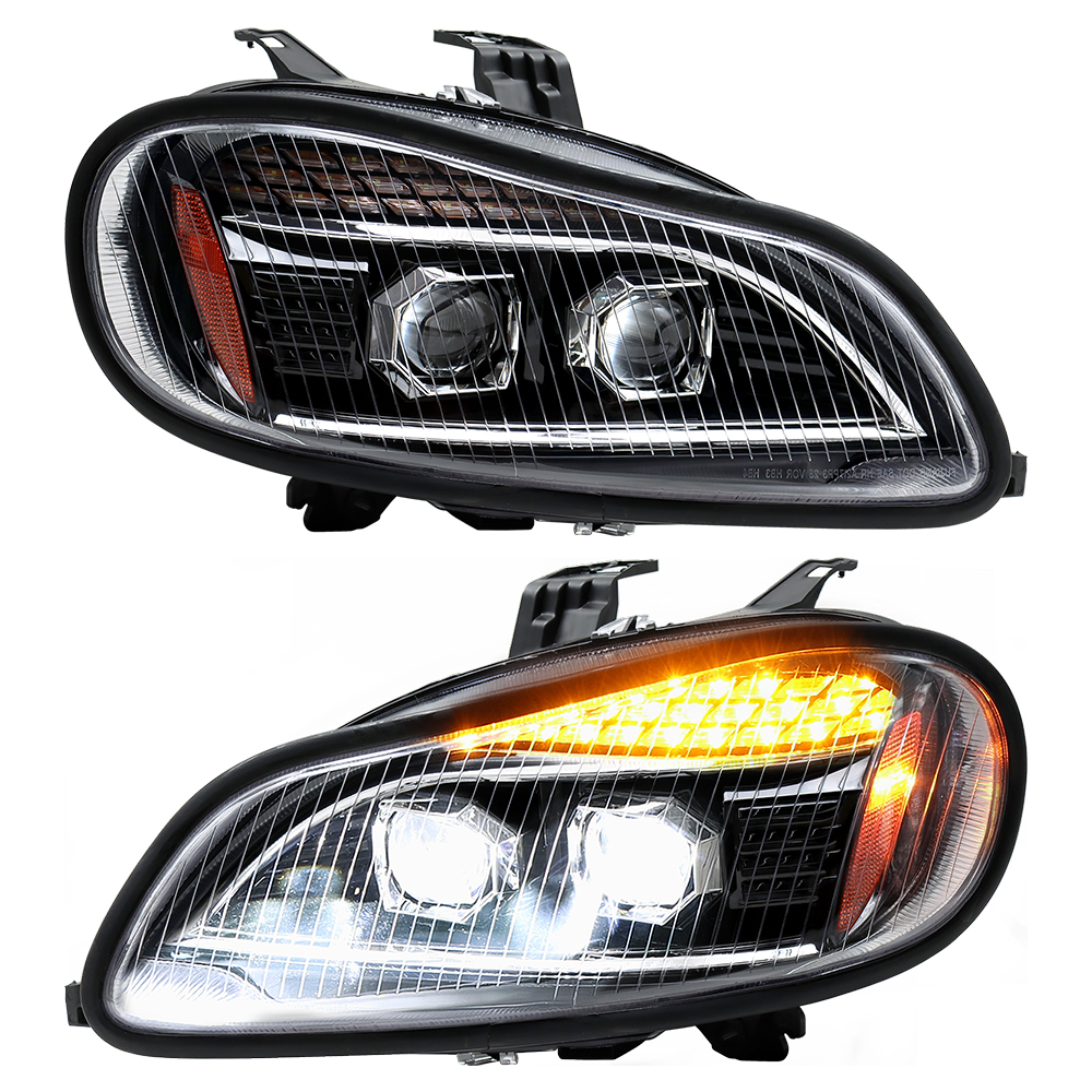 Black Headlights  Compatible With  2004-2013  Freightliner  M2 LED
