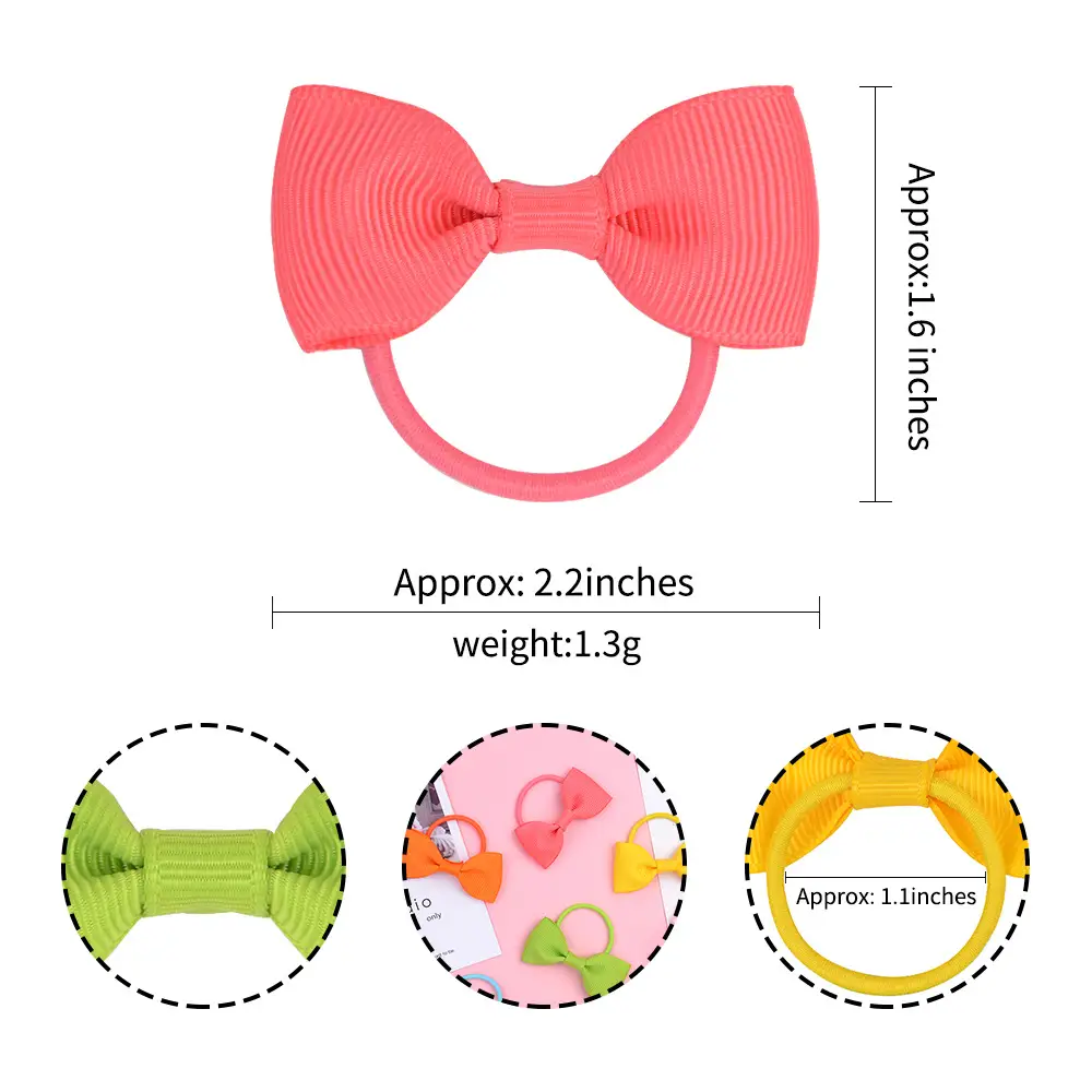 40 80PCS Tiny Hair Ties With Bows Baby Bows Rubber Bands Hair Ties Soft Elastics Ponytail Holders Hair Accessories For Infants Toddlers Baby Girls Multi-colored