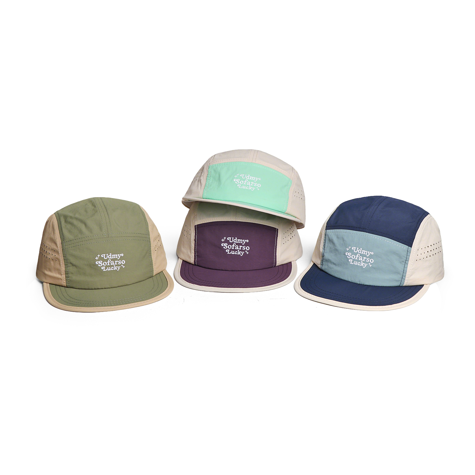 Lightweight, Quick-drying, Color-matched, Five-panel Mesh, Flat Brim Hat For Outdoor Hiking And Cycling, With A Soft Top