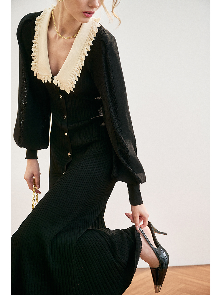 Lapel A-Line Maxi Dress, picture 4 of 6