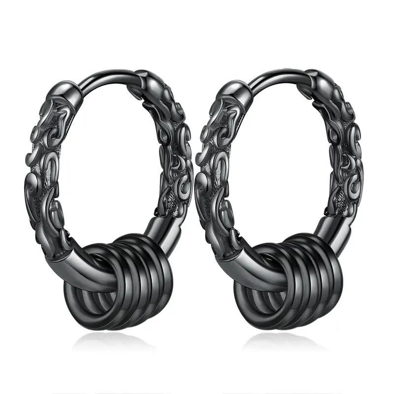 Sterling Silver Ear Studs Men's New Gold Hoop Personality