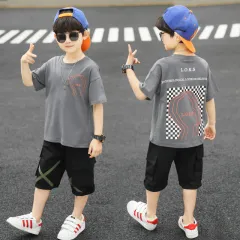 Summer Boy Student Fashion Sports Short-sleeved Shorts Suit - Style H-120Cm - View 1