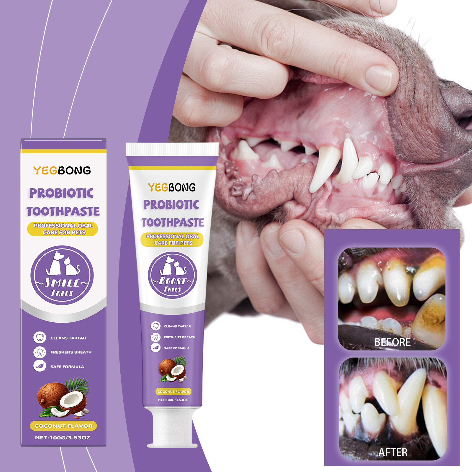 Dentifrice pour chien aux probiotiques – tube de 100 g