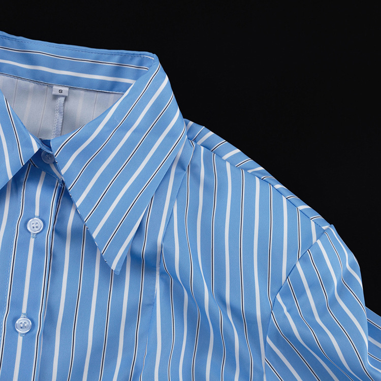 Commuter Long-sleeved Black Tie Shirt With Irregular Hem - Image 8