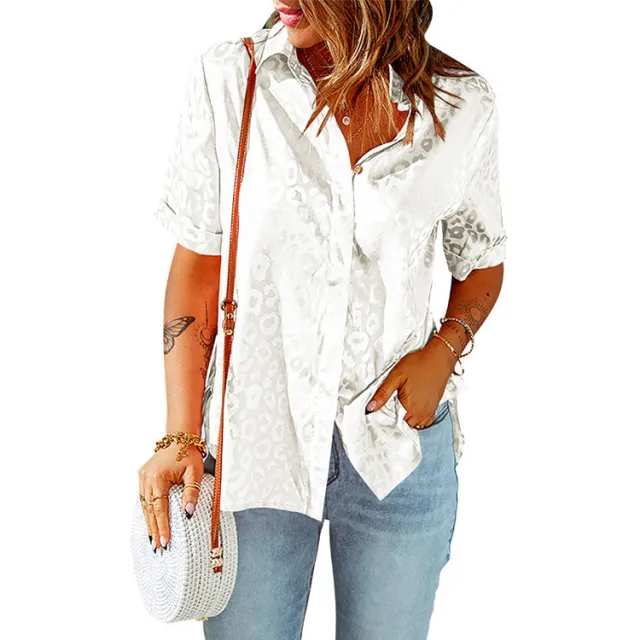 Top Cardigan Women's Lapel Single Breasted Loose Short Sleeve Shirt Apricot - Shop at LoveMi