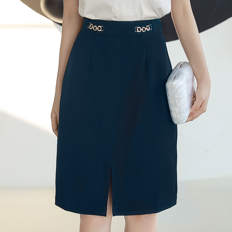 Title 5, Womens High Waist Temperament Skirt with Metal...