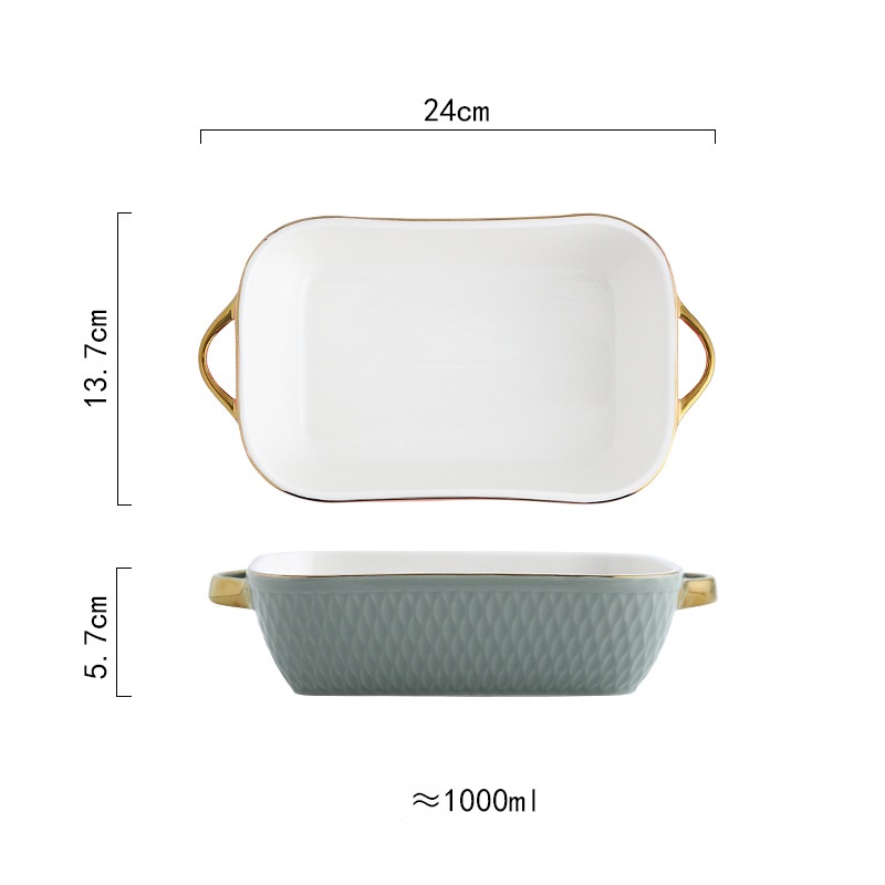 Title 4, Creative Ceramic Double Ear Baking Tray With Ph...