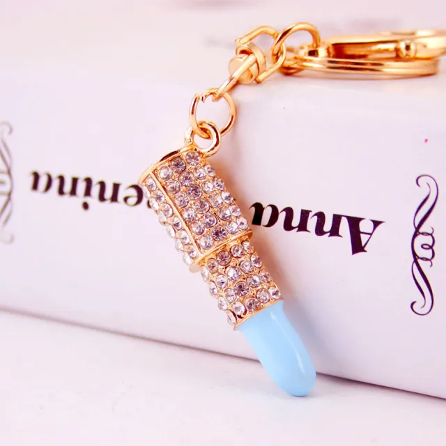 Women's Small Gifts Rhinestone Lipstick Keychain Blue - Shop at LoveMi