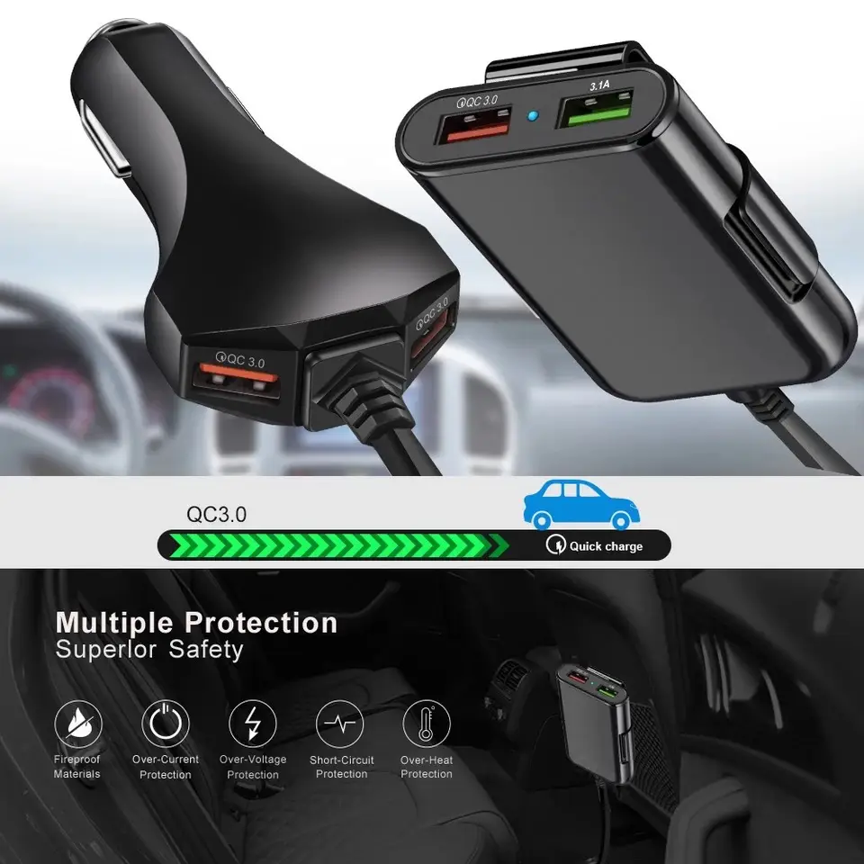 Fast Charge 12A One For Four 4USB With Cable Multi-port Charge