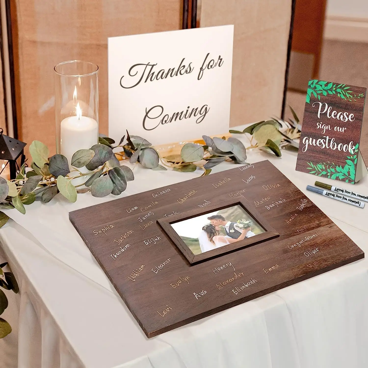 Wedding Sign-in Wooden Photo Frame Wedding Guest Signature Message Board Creative Wedding Commemorative Sign-in Photo Frame