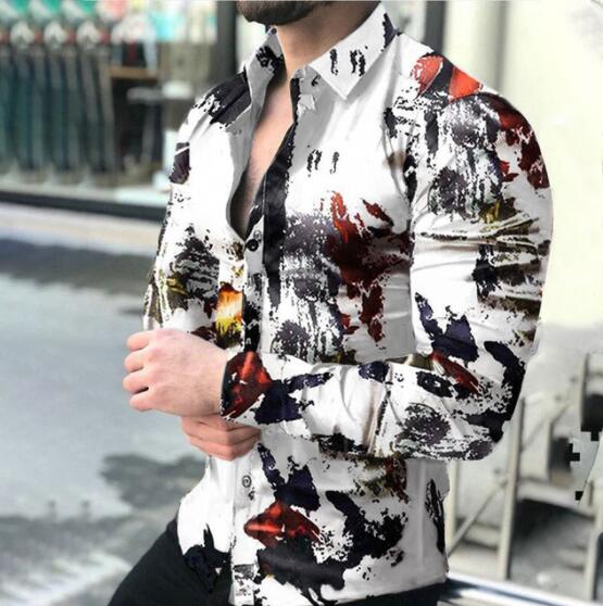 Fashion Casual Digital Printing Long-sleeved Shirt