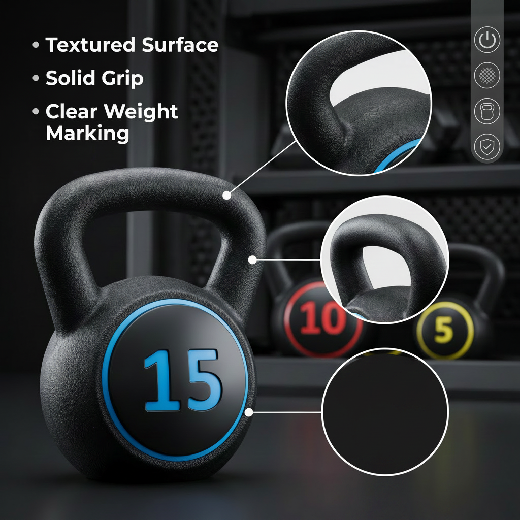 Kettlebell Set With Rack, 5lb -10lb -15lb 3-Piece Ergonomic Grip, Home Workout — image 3
