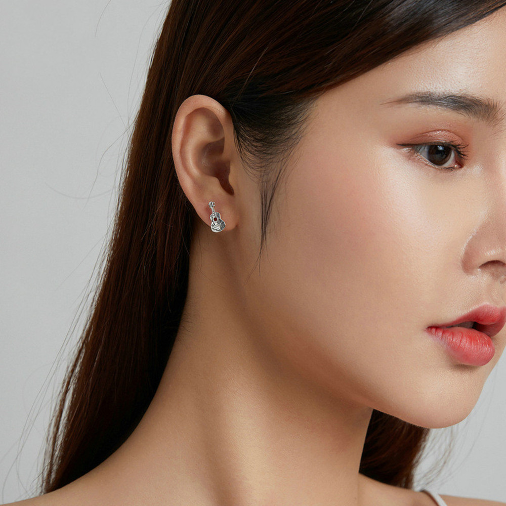 Silver Quintana Vintage Guitar Stud Earrings Trend