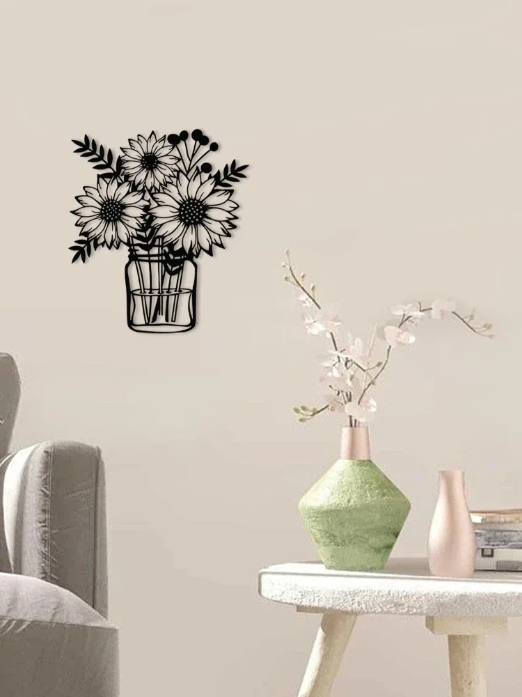 Vintage Sunflower Metal Wall Art - Handcrafted Iron Wall Sculpture