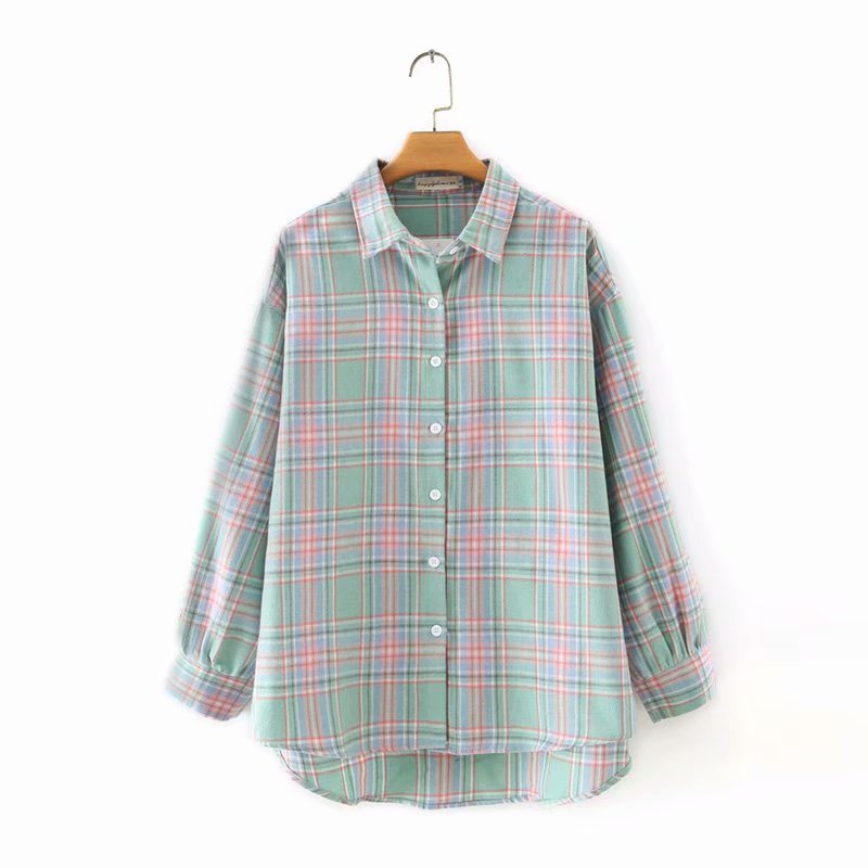 Title 2, Large Retro Long-sleeved Plaid Shirt