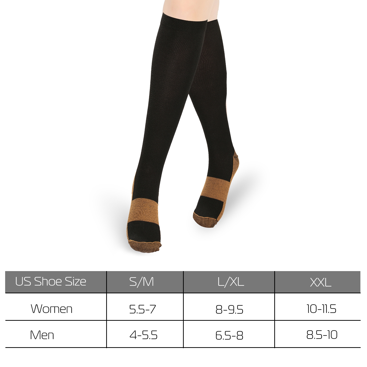 Unisex Copper Compression Socks Women Man Durable Hose Graduated Support Socks For Running Nursing Shin Splints Edema Swelling Recovery