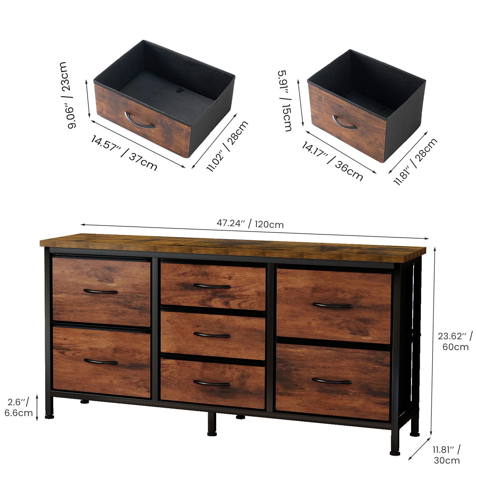 Drawer Dresser For Bedroom, Drawers With Wooden Top Metal Frame image 5