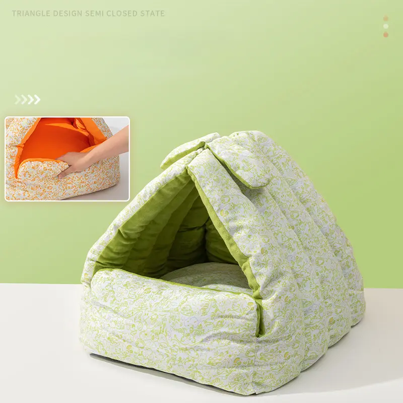 New Rabbit Triangle Nest, Semi-enclosed Cat And Dog Nest, Thickened, Suitable For All Seasons, Double-sided Use Pet Nest