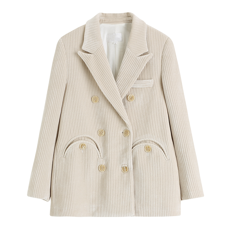 Women's Loose Thick Corduroy Mid-length Small Suit Jacket