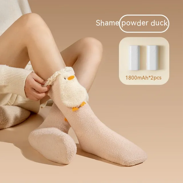 Smart Feet Warmer Electric Heating Socks Warm And Cute Shy Pink Duck - Shop at LoveMi