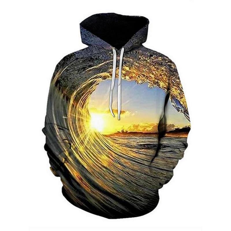 Title 14, 3d Plus Size Swirl Print Long-sleeved Hoodie Me...