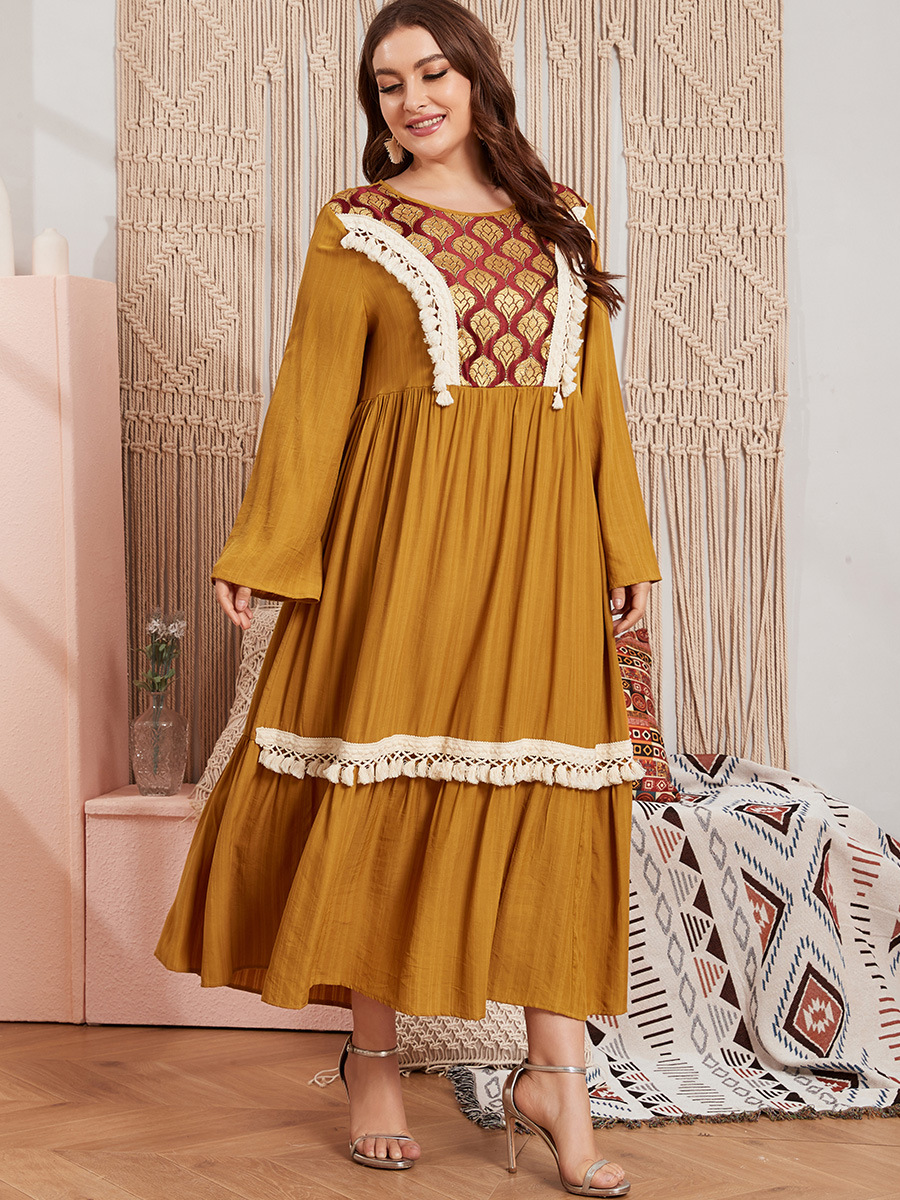 Fashionable Temperament Tassel Long Ethnic Style Dress
