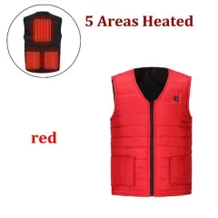 Five Suits In Winter With Smart USB Charging Heating Vest - Red - View 1