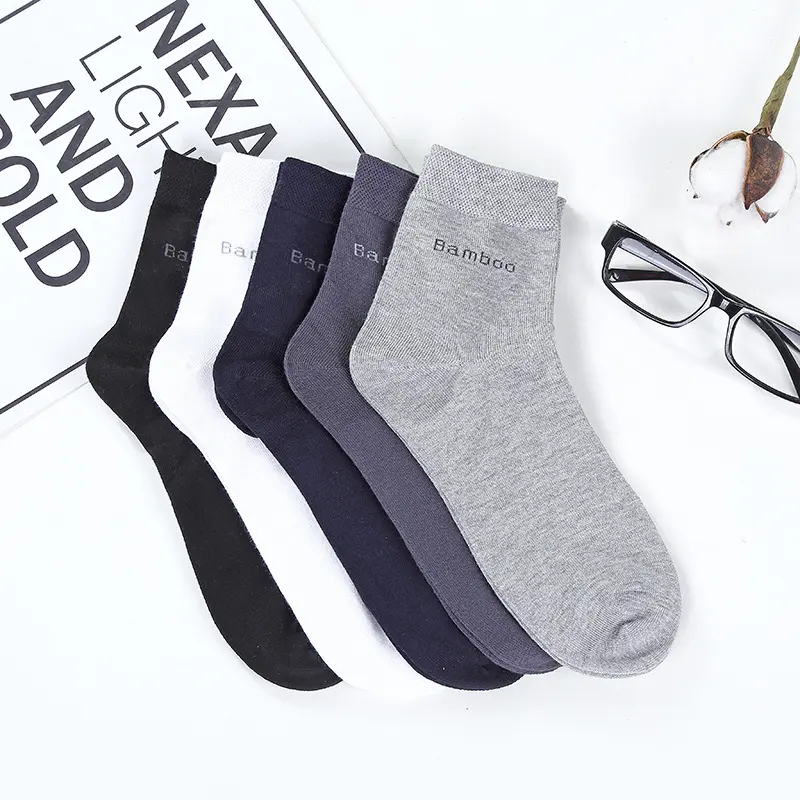 Socks Solid Color Men's Mid-tube Bamboo Fiber Men