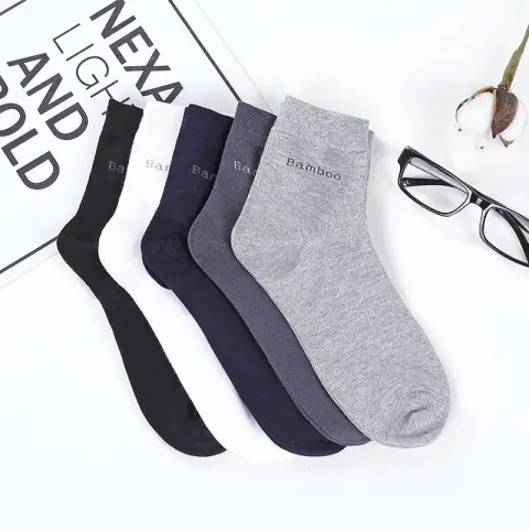 Socks Solid Color Men's Mid-tube Bamboo Fiber Men