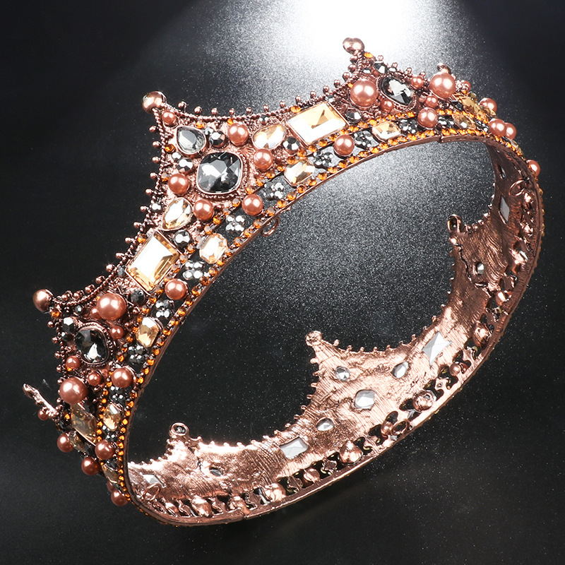 Rhinestone Round Crown Hair Jewelry, picture 2 of 3