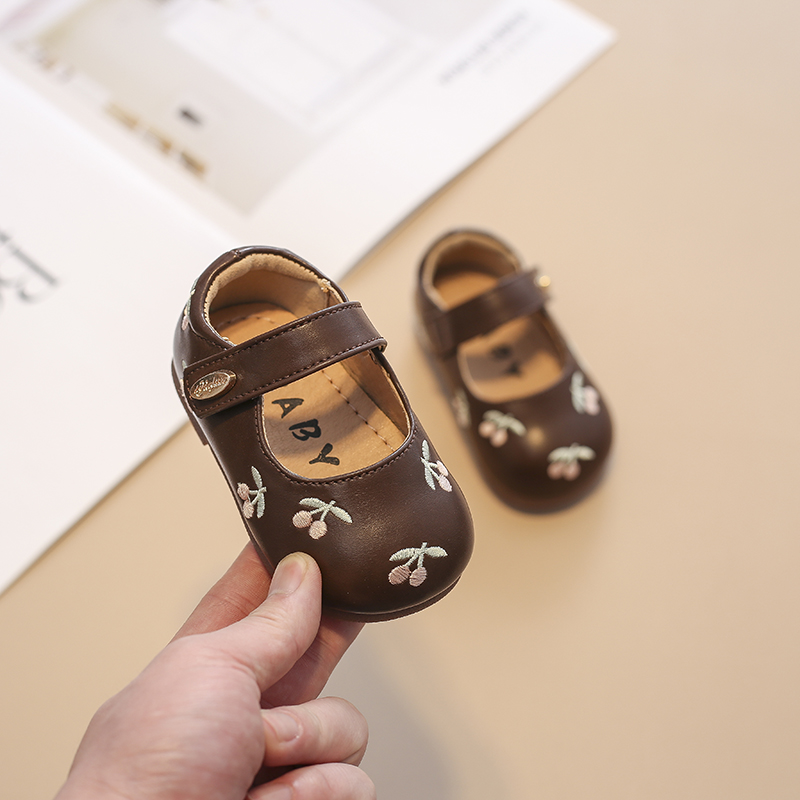 Girls' Non-slip Breathable Embroidered Single Shoes