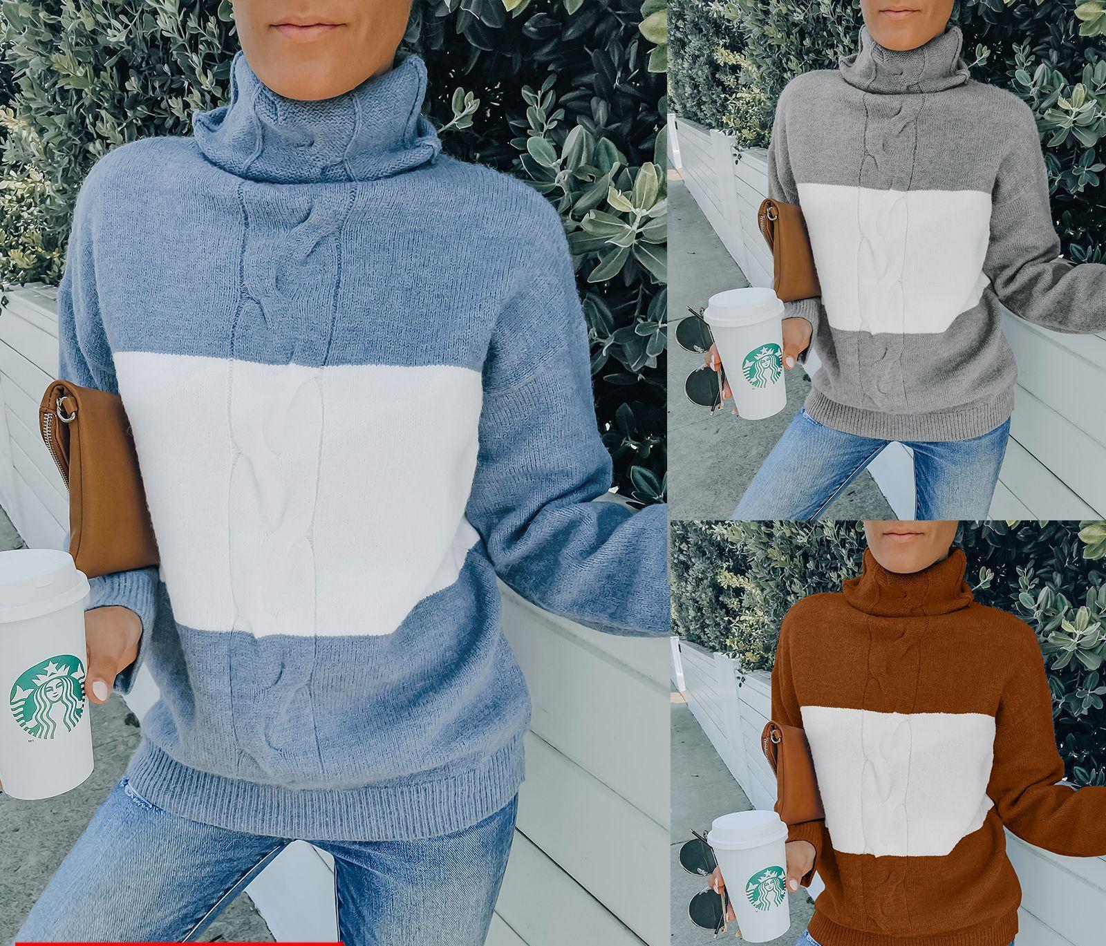 Striped Loose Turtleneck Knitted Sweater