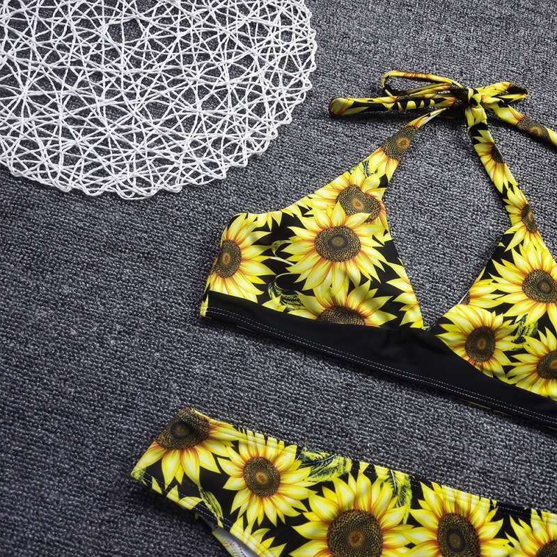 Sunflower Print High Waist Ladies Bikini