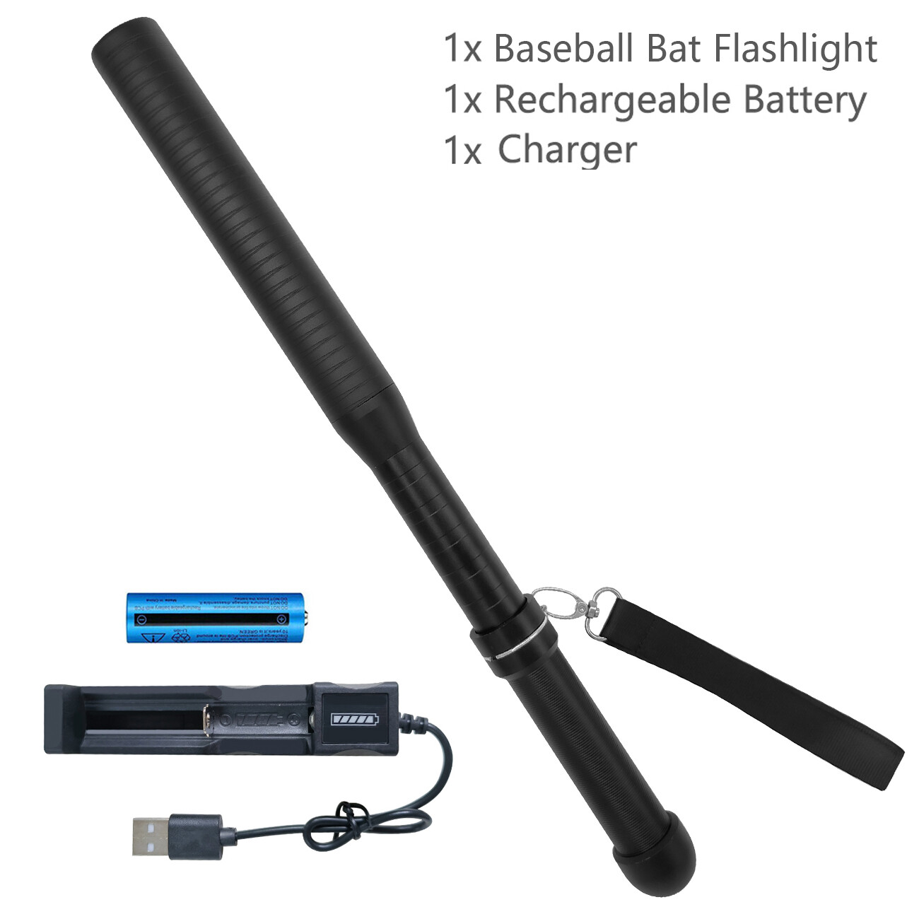 Baseball LED Flashlight Rechargeable Torch Spotlight Emergency Security Work Light 3 Lighting Modes