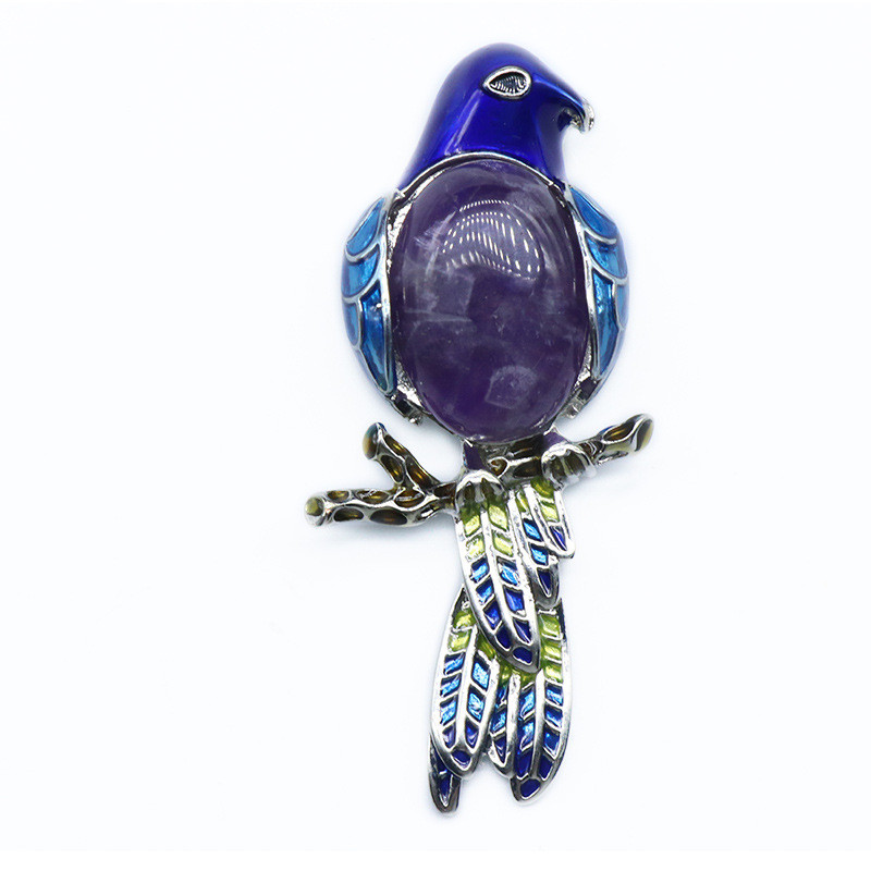 Gem Brooch Pendant, Crystal Agate, Shell, Magpie Inlaid Gemstone Alloy Pendant, Brooch, Necklace — foto 8