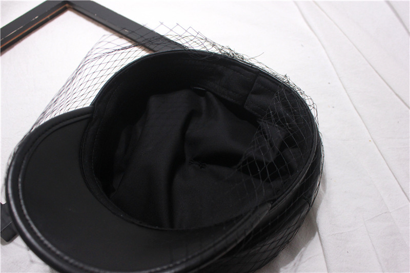 Title 1, Leather navy hat mesh yarn all-match temperamen...