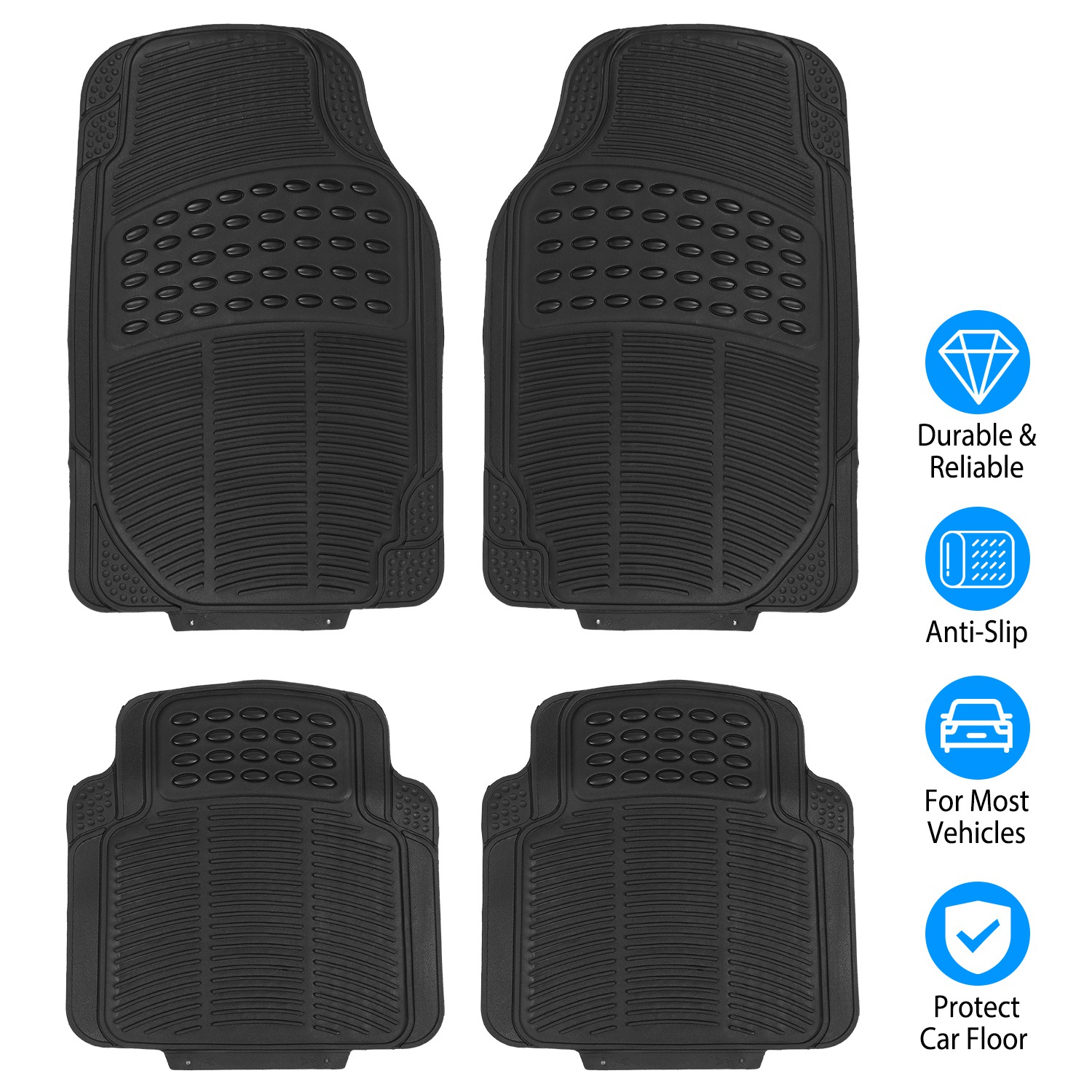 1Set Automotive Floor Mats With Front And Rear PVC Rubber Floor Mats Heavy Duty Drive Vehicle Car Mats With Trimmable Design Fit Most Cars SUVs Trucks — foto 6