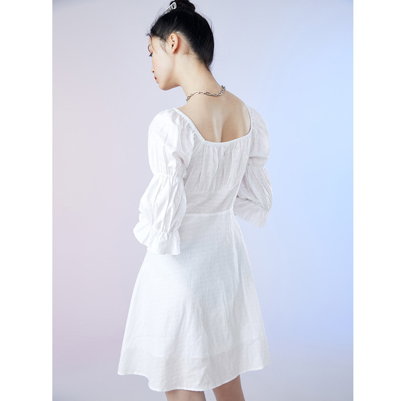 Summer New Style Puff Sleeve High Waist Waist French Retro Skirt Women