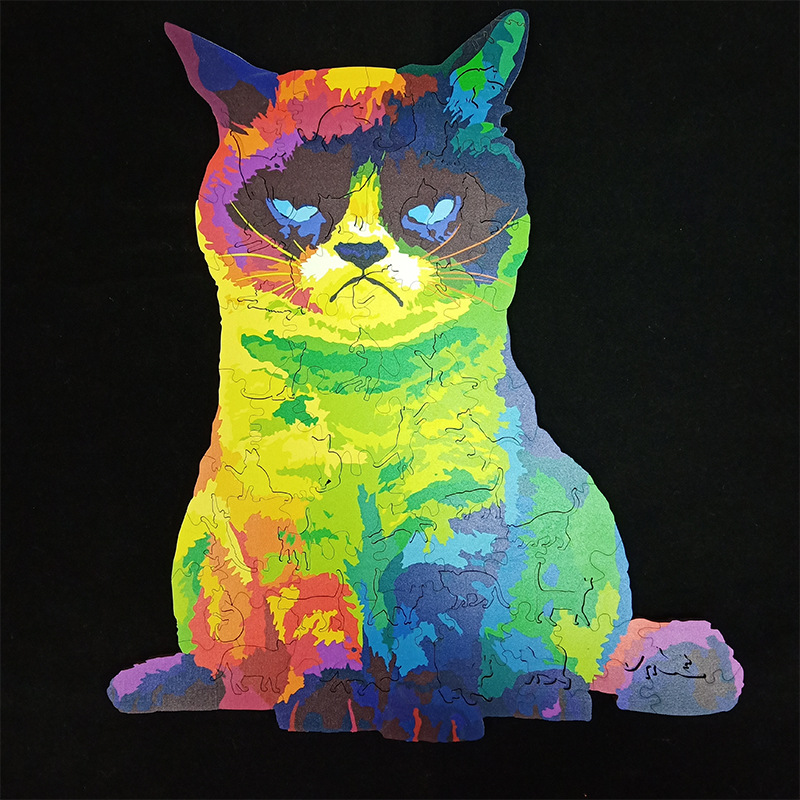 Title 5, Puzzle in legno Irregular Rainbow Cat