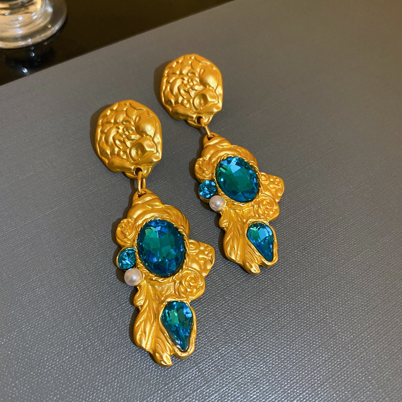 Sterling Silver Needle Antique Earrings Women Niche Design Light Luxury High Sense Jewelry