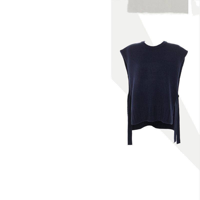 Autumn Women's Fashion Casual Chic Style Vest Shirt Two piece Suit Dark Blue Vest - Shop at LoveMi