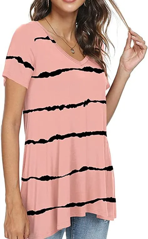 Women's Summer Casual V-Neck Loose Short Sleeve Top T-Shirt - 12Color-4Xl