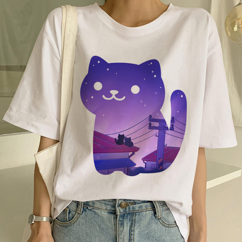 Title 2, Cat Pocket Print Men And Women Couple Short Sleeve